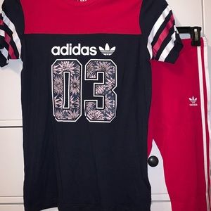 Matching adidas shirt and high waisted legging set